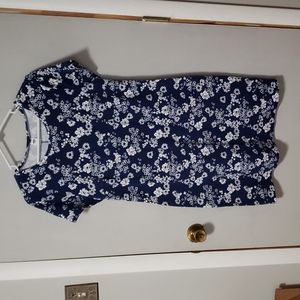 Navy Floral Heavy Knit Slip On Dress. Size Large.